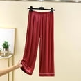 thumbnail image 7 of Jesvior Women'S High Waisted Wide Leg Cropped Pants Casual Straight Leg Lounge Trousers Knit Elastic Waist Soft Pajama Style Pants for Summer, 7 of 7
