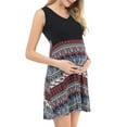 thumbnail image 6 of Biekopu Pregnant Woman Dress Vintage Print Patchwork Sleeveless V-Neck Summer Casual Maternity Dress, 6 of 6
