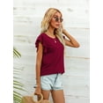 thumbnail image 4 of CALIPESSA Womens Summer Red Short Sleeve Tunic Tops Loose Fit Casual Round Neck T-Shirt, 4 of 5