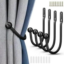 Vintage Inspired Black Curtain Holdback Hooks 4Pcs Metal Hanger Set