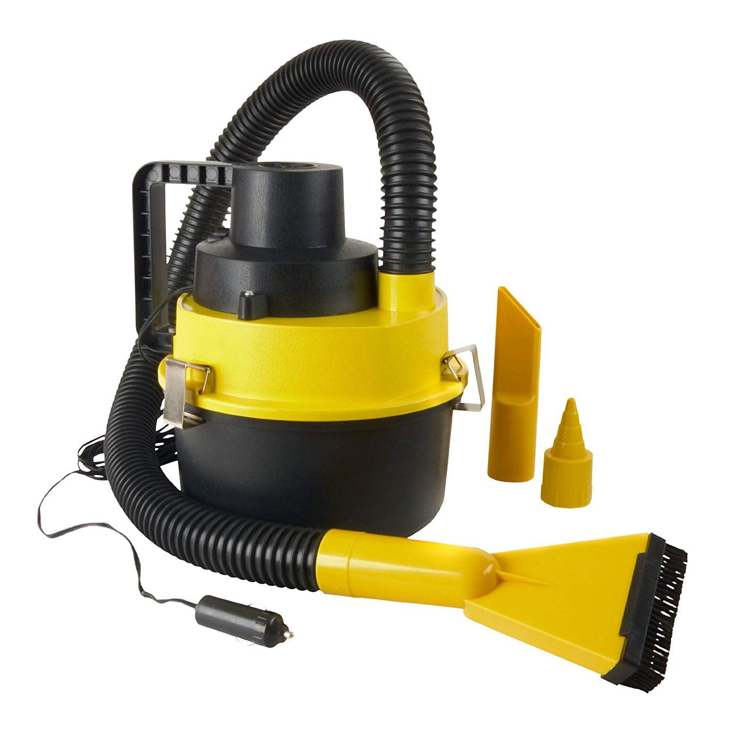 ALEKO Portable Car Vacuum with Extension Nozzle 90W Yellow and Black 
