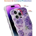 thumbnail image 4 of Compatible with iPhone 12 Pro Max,with Bracelet Chain, Colorful Retro Oil Painting Printed Flower Laser Glossy Pattern Cute Curly Wave Phone Case Soft TPU Cover for Girly Women - Purple, 4 of 13