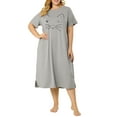 thumbnail image 3 of Agnes Orinda Women's Plus Size Nightgowns Crew Neck Short Sleeves Sleep Dress Cats Print Pajamas Lounge Home with Pocket 1X Gray, 3 of 9