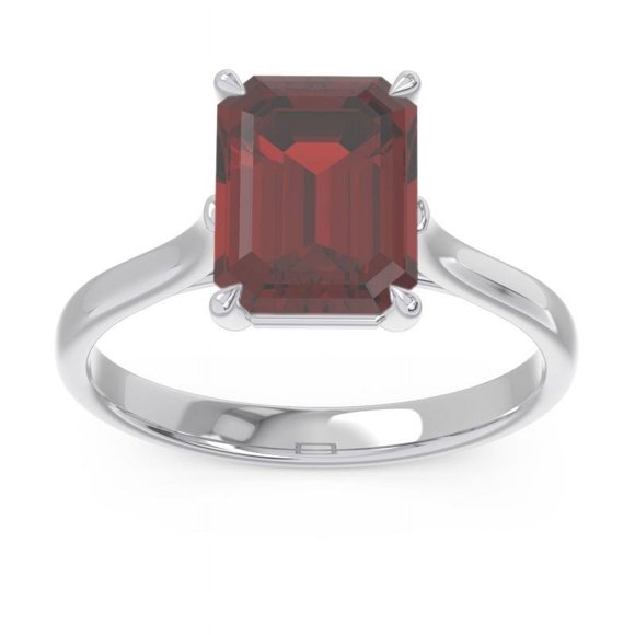 Diamond-Capitals 2.50 Ct Stunning Emerald Cut Garnet Gemstone Engagement Ring for Fiancee 18K White Gold Size 4