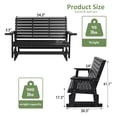 thumbnail image 2 of HIPS Patio Glider with Cup Holders, Durable Poly Lumber Material, All-Weather Resistant, High Backrest and Deep Contoured Seat, Ladder Back, Heavy Duty 900 LB, for Outdoor, Patio (Black, 3-Seat), 2 of 6