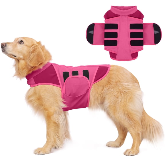 IECOii Dog Anxiety Vest Adjustable Dog Calming Shirt for Medium Dogs Anxiety Relief for 4th of July Firework Thunder Separation Anxiety Travel Vet Visit, Pink, L