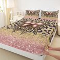 thumbnail image 3 of Manfei Cheetah Pattern Twin Sheet Sets,Leopard Print Bowtie Twin Fitted Sheet,Pink Gold Glitter Print Flat Sheet For Girls Kids,Luxury Bedroom Decor,3 Pieces, 3 of 7