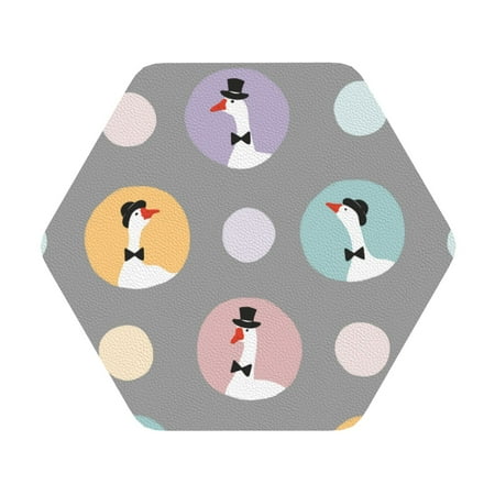 

Salouo Cute Geese Print Round Coaster Drink Coasters Leather Bar Beer Beverage Coasters for Drinks Set of 4 for Tabletop Protection Coffee Table Decor