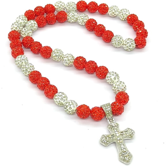 Men 20 Women Baseball Necklace for Inch Bling Ice Collection Cross Pendant Necklace for Rhinestone Clay Beaded Discoball Baseball Accessories Gifts for Baseball Team Players[h053]