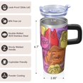 thumbnail image 3 of Rose 20oz Stainless Steel Tumbler with Handle and Straw – Insulated Travel Cup with Sliding Lid, 360° Full Wrap Printed Mug for Home, Outdoor & Sports Use, Flower, 3 of 6
