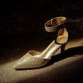 thumbnail image 4 of DREAM PAIRS Zapatos de Tacón Bajo con Punta Dorados Talla 11, 4 of 7