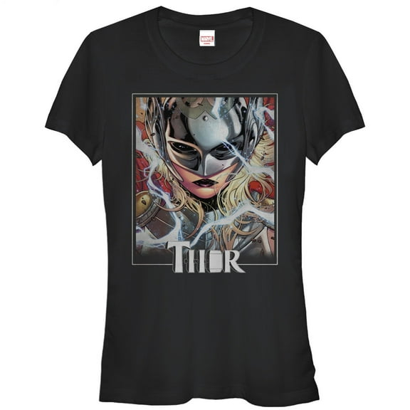 Junior's Marvel Jane Foster Thor Mask Graphic Tee Black X Large