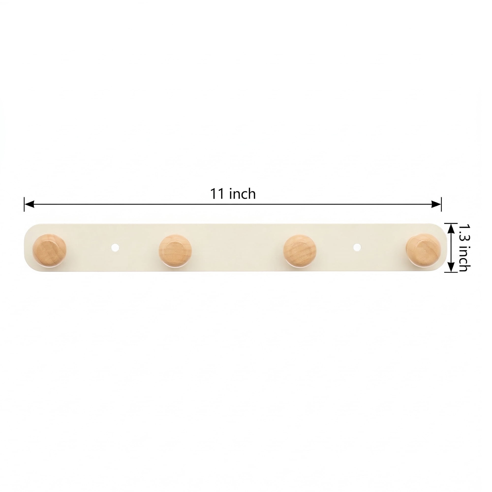 Unique Bargains Coat Rack Wall Mount Aluminum Alloy Wood Hook Hat Rack White 11"x1.3"