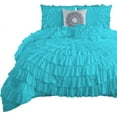 thumbnail image 2 of D.N.G. BEDDINGS 100% Egyptian Cotton 1 Piece Circle Ruffle Comforter with 1 Freebie Ruffle Pillow | 550 GSM Filled Microfiber - King/Cal-King Size, Turquoise Blue Color - 800 Thread Count, 2 of 5