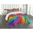 thumbnail image 3 of Ambesonne Trippy Quilted Bedspread Set 3 Pcs, Abstract Art Vivid Swirl, King Size, Multicolor, 3 of 5