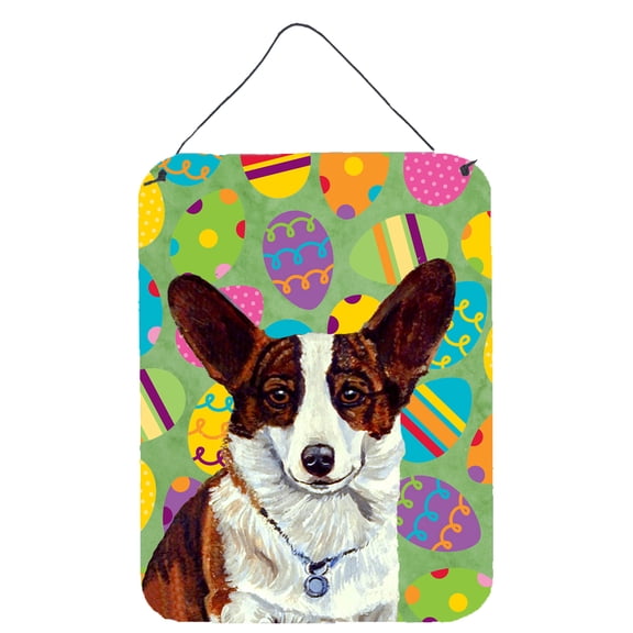 Carolines Treasures LH9423DS1216 Corgi Easter Eggtravaganza Wall or Door Hanging Prints 12WX16H multicolor