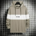 thumbnail image 2 of BXINGOHAI Fashion Hoodies Sweatshirts For Men Color Block Hooded Sweatshirt 2024 Jogging Workout Long Sleeve Pullover Shirts With Pocket Drawstring Khaki,XXL, 2 of 6
