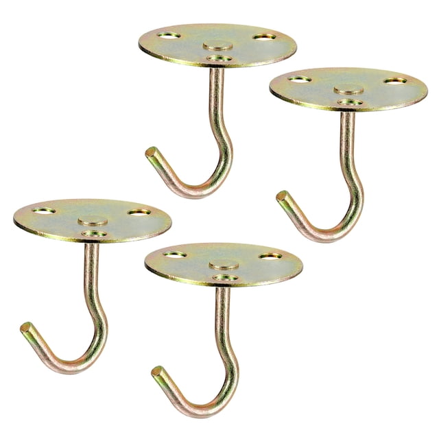 Uxcell Ceiling Hooks, 2.95 Inch Dia Round Base Screw Top Mount Overhead Hooks, 4 Pack