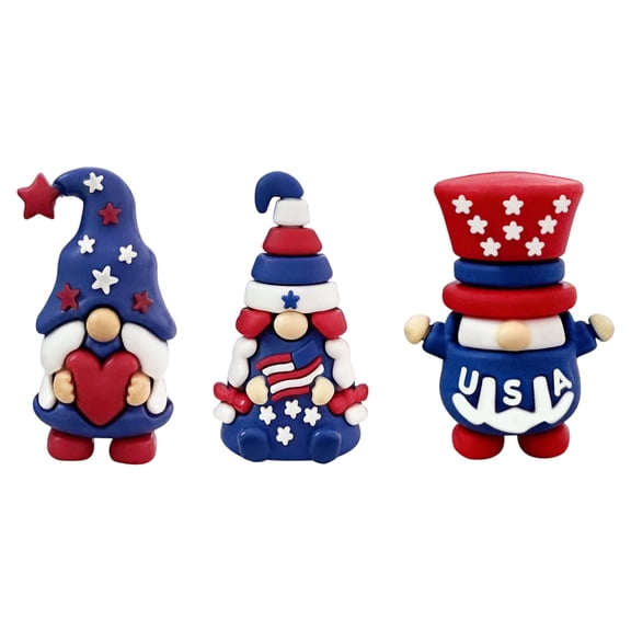 JWZZYD Mini Patriotic USA Gnome Figurine, Red White Blue Uncle Sam Style Resin Dwarf Statue, 1.38" Tabletop Decor for 4th of July, Independence Day Home, Shelf & Mantel Holiday Displays, 3 Pack