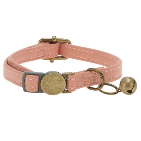 Unique Bargains Cat Collar Adjustable Breakaway Feature PU Cat Collar Breakaway with Bell Pink