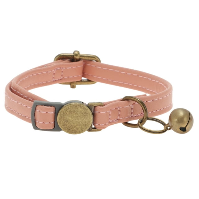 Collar para gatos Unique Bargains con características ajustables de liberación rápida, collar de PU con campana, color rosa