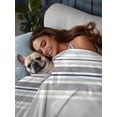 thumbnail image 3 of Gray Stripe Full Size Flat Sheet, Wrinkleproof & Fadeproof Cooling Flat Bed Sheet Only, Modern Abstract Art Navy Blue Striped Rustic Breathable Soft Bedding Top Sheets 81 x 96 Inches, 3 of 8