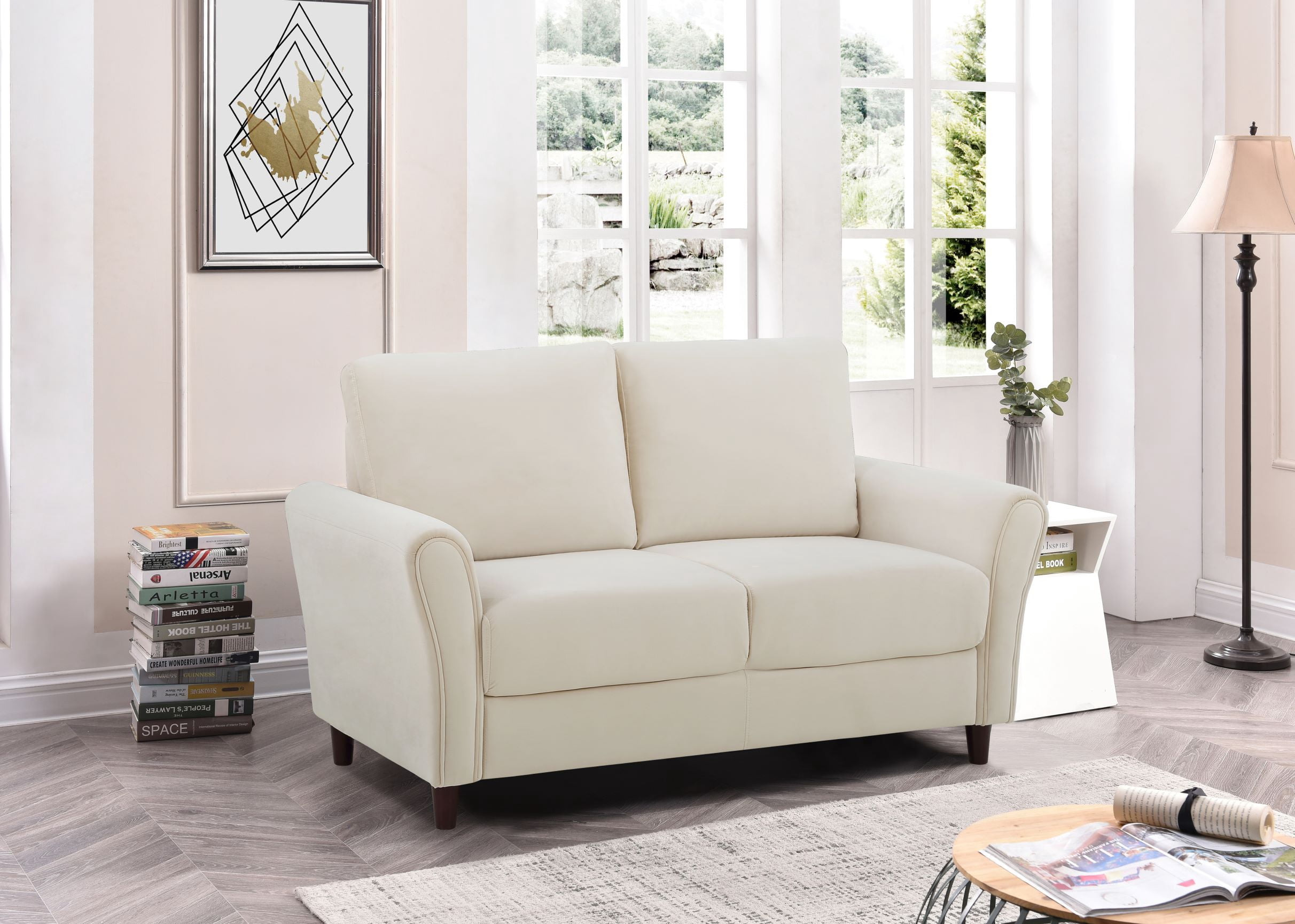 Uspridefurniture Kavalier 58.3'' Velvet Curved Arm Loveseat -Beige