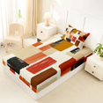 thumbnail image 4 of Homewish Retro Abstract Block Twin Sheets,Aesthetic Artwork Bedding,Brown,3pcs,1 Fitted Sheet and 1 Pillowcase, 4 of 6