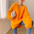 thumbnail image 3 of Oversized Gray Knitting Sweater Loose Fit Round Neck Long Sleeve Women Pullovers New Fashion Autumn Winter 2021, 3 of 5