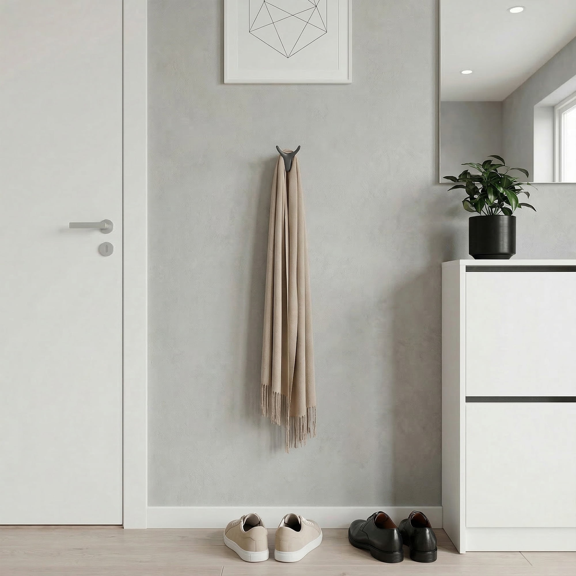 Unique Bargains Coat Rack Wall Mount Zinc Coat Hat Rack Single Hook Gray 2
