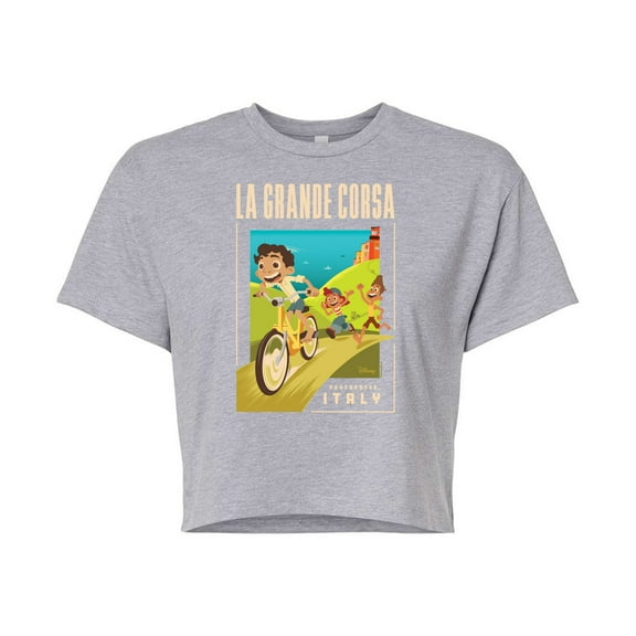 Luca - La Grande Corsa Postcard - Juniors Cropped Cotton Blend T-Shirt