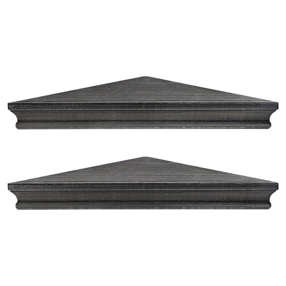 American Art Decor Rustic Wood Floating Corner Shelves - Black - Set of 2