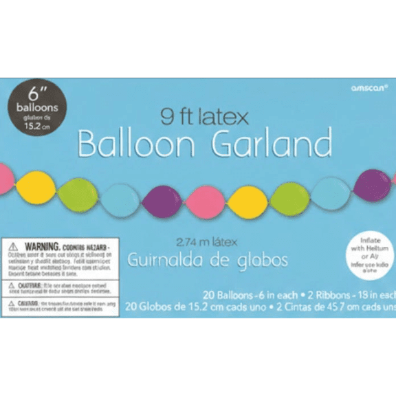Amscan 9-Foot Latex Balloon Garland with 6-Inch Balloons, Multicolor Party Decoration