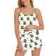 thumbnail image 1 of Conjunto de pantalones cortos de pijama de mujer impreso de pie cuello Sling Top con pantalones cortos de cintura estrecha suelta, pijama suave conjunto para las mujeres de uso en el hogar, 1 of 4