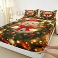thumbnail image 3 of jejeloiu Kawaii Christmas Snowmen Twin Sheet Sets,Xmas Tree Bells Twin Fitted Sheet,Happy New Year Flat Sheet For Child,Ultra Soft Home Decor,3 Pieces, 3 of 7