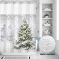 thumbnail image 4 of No Hook Shower Curtain with Built-in Rings - Winter Snowy Forest Washable Waterproof Fabric Bathroom Curtains for Hotel,Rentals, 60 X 72 Inch Long , Christmas Tree Themed, 4 of 9