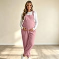 thumbnail image 7 of Women's Maternity Corduroy Sleeveless Overalls Fall Adjustable Strap Cuffed Ankle Fashion Casual Pregnancy Jumpsuit S-XXL, 7 of 7