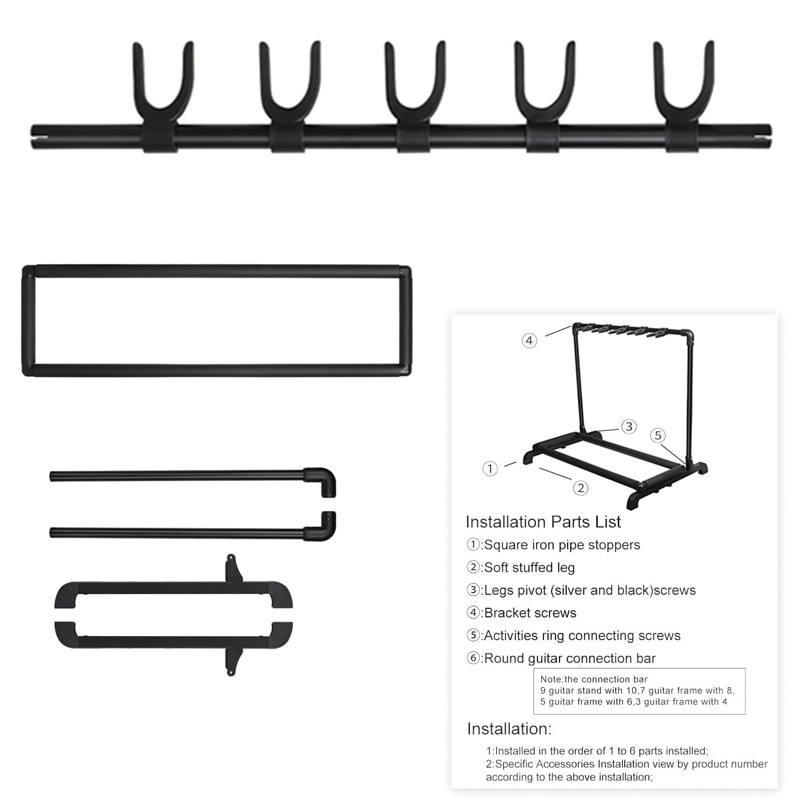 Multi Guitar Stand Rack, Folding Multiple Guitars Stand, Portable Guitar Holder, Guitar Display Holder for Guitar & Bass, Studio & Home  (5 Holder/7 Holder)
