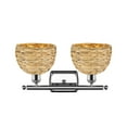 thumbnail image 6 of Innovations Lighting 516-2W-12-18 Woven Rattan Vanity Woven Rattan 2 Light 18" Wide Vanity, 6 of 7