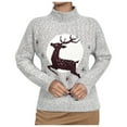thumbnail image 2 of Christmas Reindeer Sweaters for Women 2025 Long Sleeve Turtleneck Festive Xmas Pullover Sweater Jumper Tops, 2 of 7