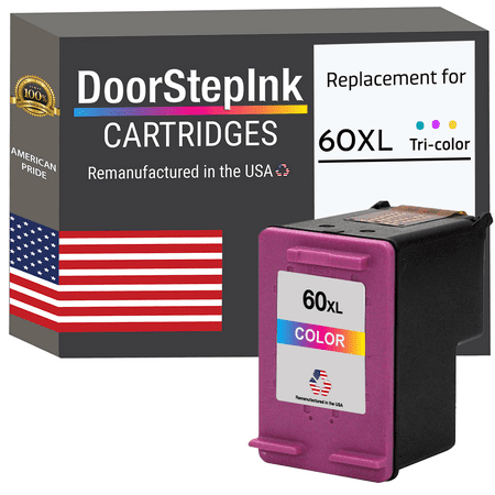 DoorStepInk High Yield Remanufactured Ink Cartridge for HP 60XL CC644WN Tri-Color DoorStepInk Remanufactured in The USA High Yield Ink Cartridge for 60XL CC644WN Tri-Color DoorStepInk Cartridge has been remanufactured in the USA using state-of-the-art technology under strict quality control to ensure the quality of all HP inks at a high level. We remanufacture each cartridge to the highest quality standards to match OEM ink level  color  and performance guaranteed. DoorStepInk is a leader and award-winning recycler of inkjet cartridges. Our ink cartridges allow pictures to come out sharp with strong details for a more realistic appearance and higher quality. Each one is remanufactured using the latest technology and customized equipment to produce the highest quality ink cartridges in the world. It s capable of delivering a wide range of colors. Each print from this tri-color ink cartridge will stay vibrant for a long time. This Inkjet Print Cartridge is also compatible with several different models. Key Features: Every cartridge is remanufactured in the USA Plug and print for brilliant  sharp  and high-quality printouts 100% satisfaction guaranteed Page Yield: Tri-Color 440 Environmentally friendly ink cartridges The use of remanufactured printing supplies does not void your printer