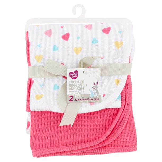 Parent's Choice Thermal Receiving Blankets, Pink, 2 Pack