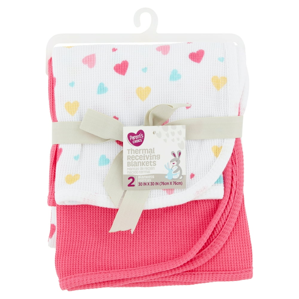 Parent's Choice Thermal Receiving Blankets, Pink, 2 Pack