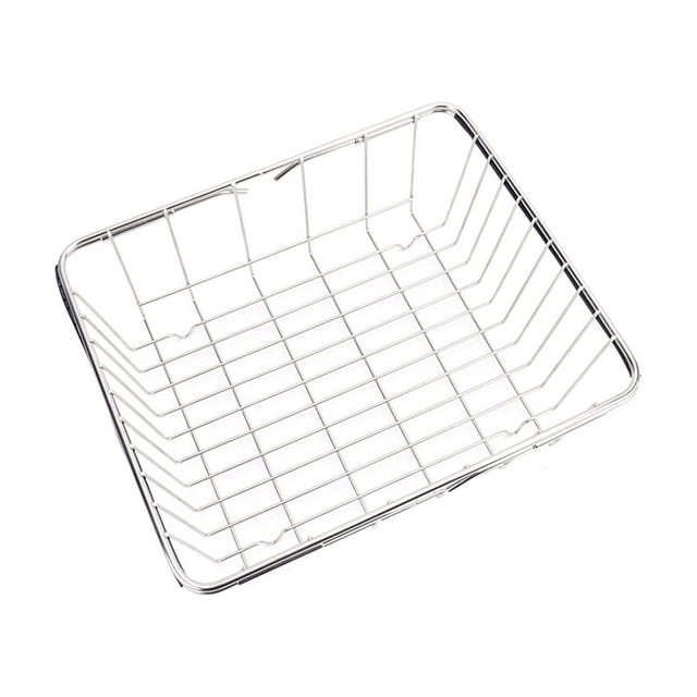 Bearachild Escurridor de platos para fregadero, cesta de secado plegable ajustable para interiores de acero inoxidable, escurridor de una sola Almacenamiento y organización del hogar