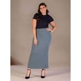 thumbnail image 2 of Plus Size Ribbed Knit Side Slit Elastic Waist Maxi Skirt, 2 of 11