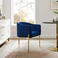 thumbnail image 2 of Tufted Accent Chair, Velvet, Metal Steel, Blue Navy, Modern Contemporary Urban Design, Living Lounge Room Hotel Lobby Hospitality, 2 of 8