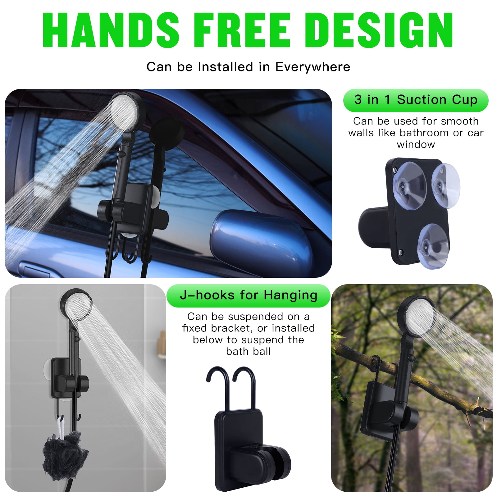 Spopal Portable Camping Shower, [Upgraded] 10000mAh Rechargeable, 5-Speed, LED Display, 3 GPM Powerful Spray, IPX8 Waterproof for Hiking Travel
