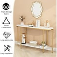 thumbnail image 3 of Karl home 2-Tier Console Table for Entryway, Sofa Table with Storage Shelves White Round Faux Marbled Tabletop Gold Metal Frame, Modern Behind Couch Table for Living Room Hallway Entrance Foyer, 3 of 7