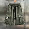thumbnail image 4 of KeShDi Bermuda Cargo Shorts Stretch Loose Knee Shorts Sporty Casual Outdoor Elastic Waist 7" Inch Men's Solid Color Workwear Shorts Outdoor Sports Multi Pocket Five Quarter Pants Green 3X, 4 of 6