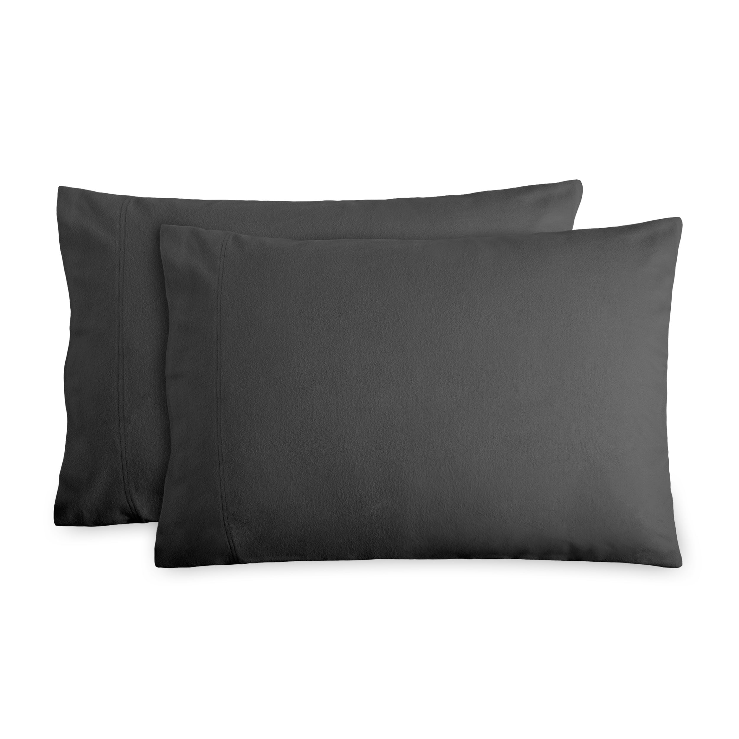 Bare Home 100% Double Brushed Cotton Flannel Pillowcase, Standard Set of 2, Gray
